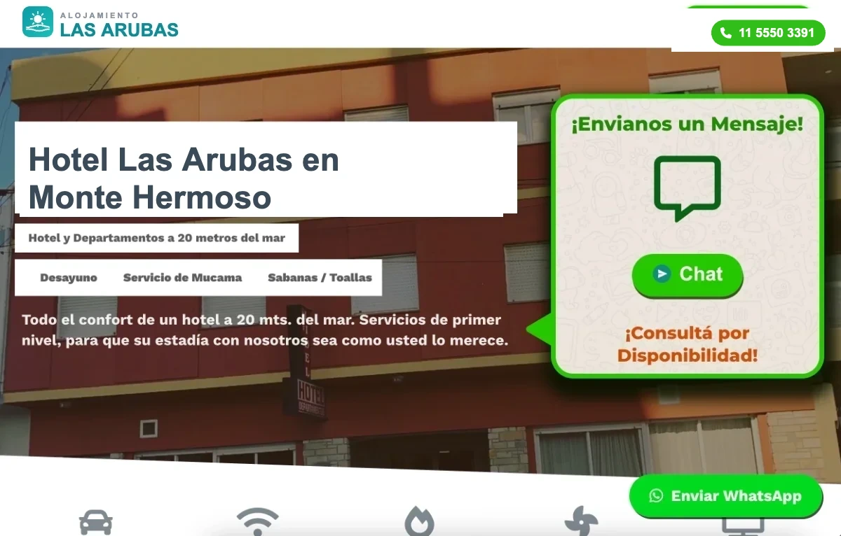 Captura del sitio Las Arubas